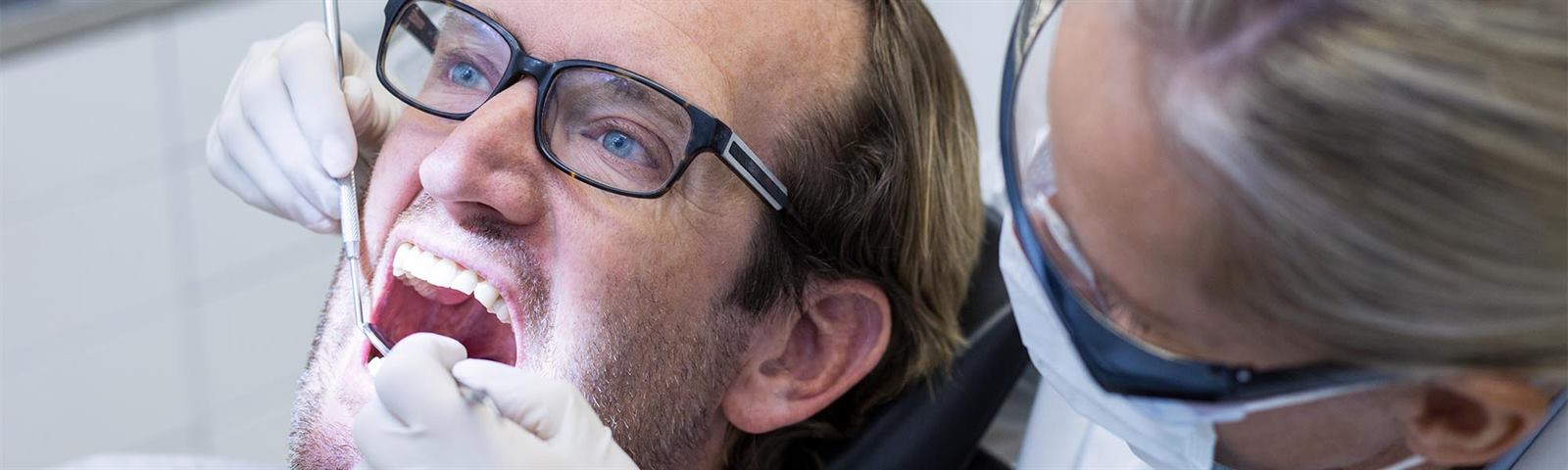 A patient during a dental exam